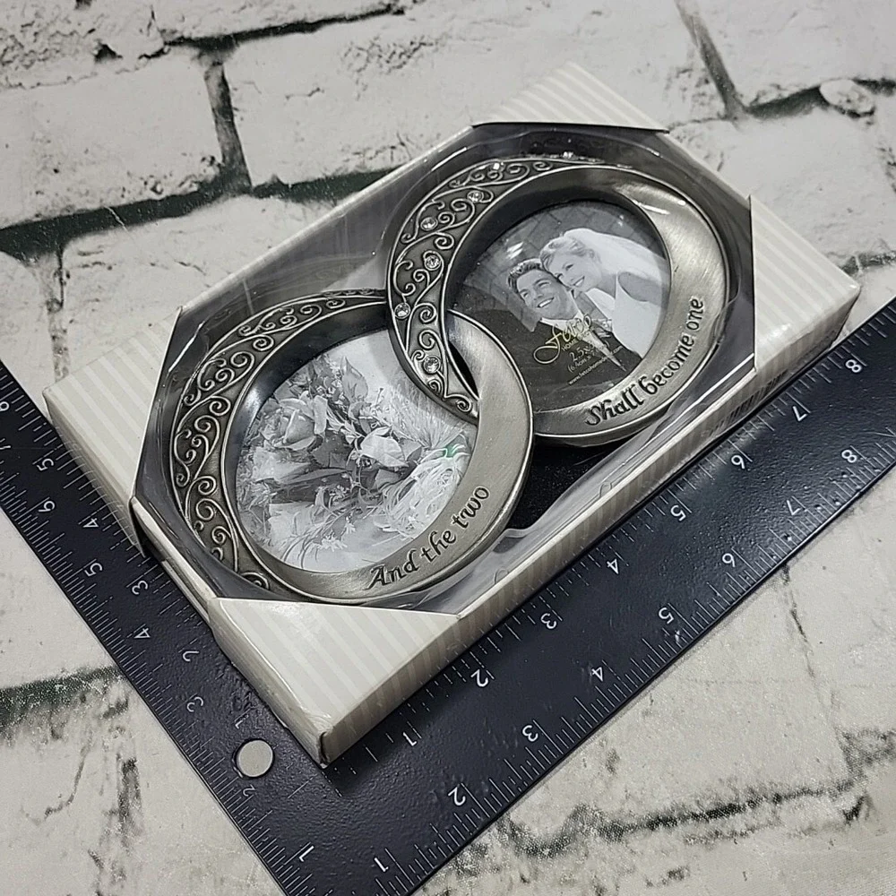 Fetco Picture Frame‎ Pewter Wedding Double Rings Two Shall Become One New